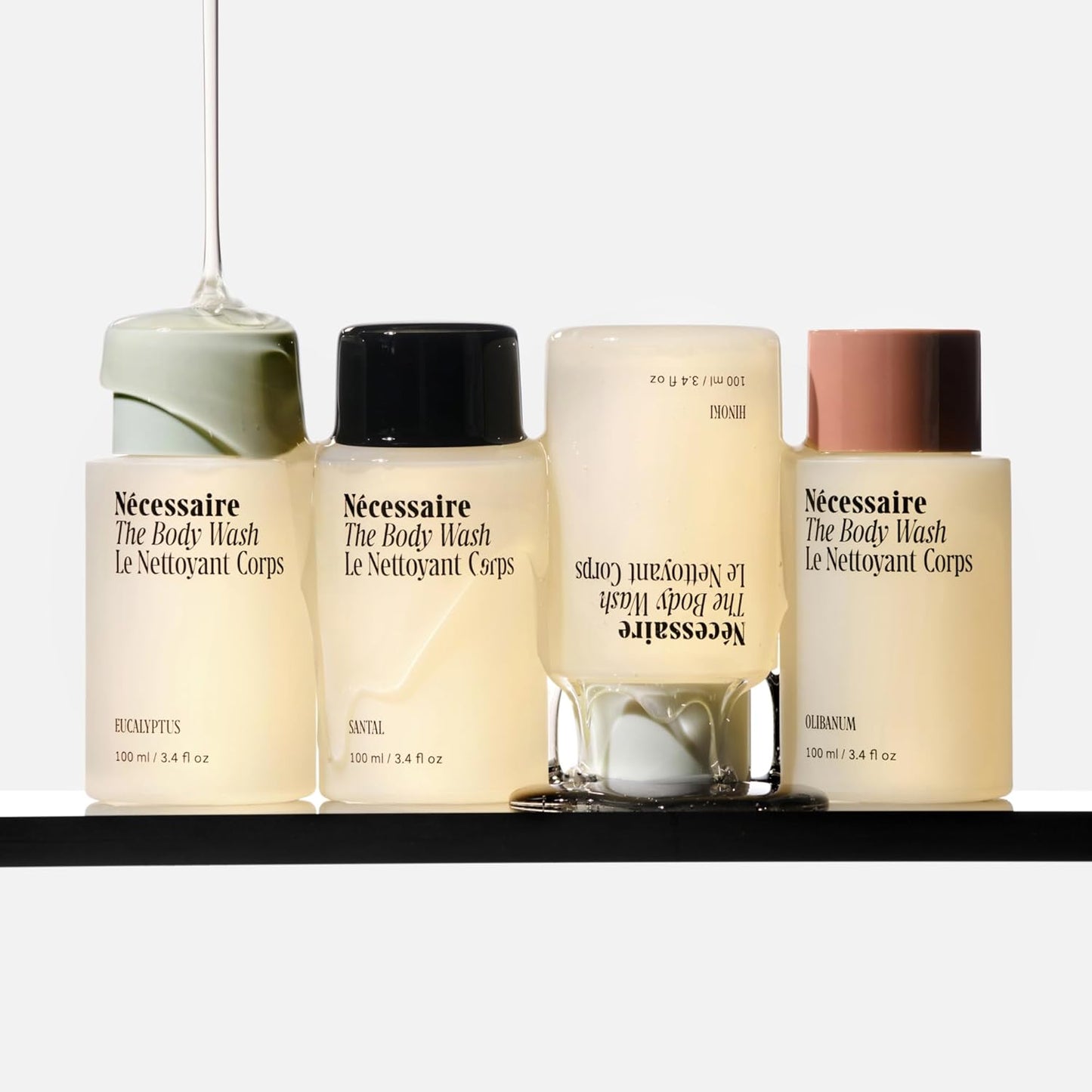 Nécessaire The Body Wash - Collection Set. Self Care Gifts for Women + Men, 4x Travel Size Skin Care Set, Natural Body Wash for Women + Men. With Vitamins + Niacinamide. Gel Cleanse, 3.4 fl oz.