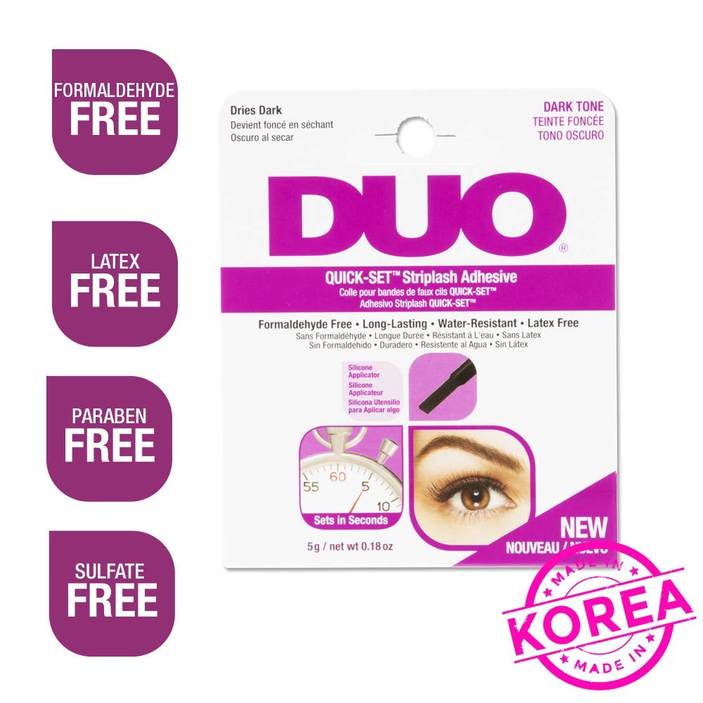 DUO Quick-Set Eyelash Glue Dark Tone – Waterproof Lash Adhesive for False Lashes, Long-Lasting, Fast-Drying Duo Lash Glue, 0.18 oz, 2-Pack