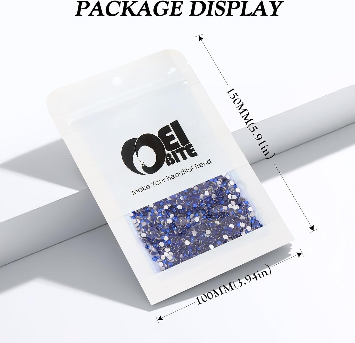 Sapphire Flatback Rhinestones, Glass Rhinestones for Nail Art and Craft, Glue Fix, Loose Crystal Gemstones(Blue, SS6, 2880pcs, 1.9-2.0mm)