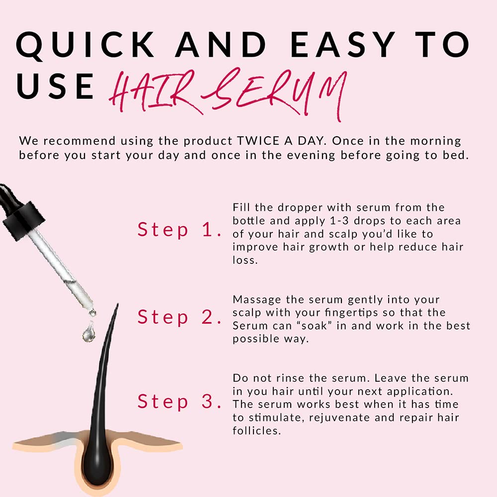 N+B Hair Growth Serum - Helps Promote Thicker, Fuller, & Healthier Hair w/Biotin, Natural-Based Formula, Helps Prevent Hair Fall & Thinning, For Women In All Hair Types - (2oz.) (3-Pack)