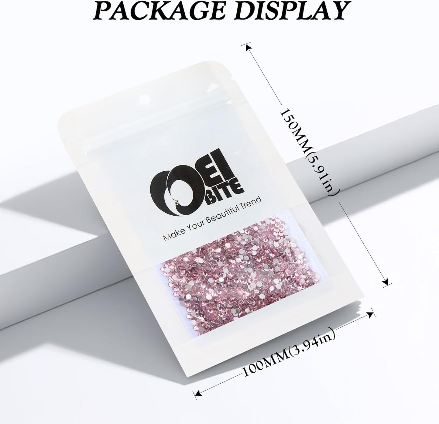 Pink Flatback Rhinestones, Glass Rhinestones for Nail Art and Craft, Glue Fix, Loose Crystal Gemstones(Pink, SS10, 2880pcs, 2.7-2.8mm)