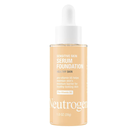 Neutrogena Healthy Skin Sensitive Skin Serum Foundation with Pro-Vitamin B5, Color Correcting & Pore Minimizing Liquid Foundation & Face Serum, Buildable Coverage, Light 03, 1 oz