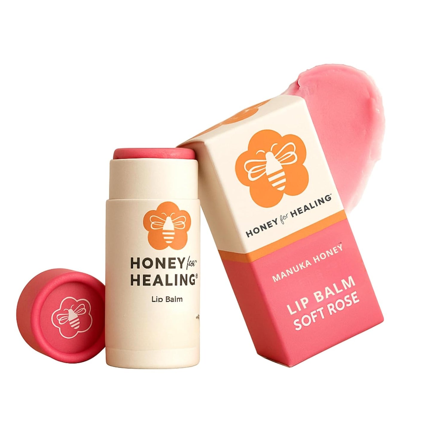 Manuka Honey Lip Balm 15+ UMF – Ultra-Hydrating Formula with Beeswax, Castor Oil & Organic Coconut Oil | 12+ Hour Moisture | Eco-Friendly Recyclable Tube | 0.25 oz / 7 g (Soft Rose)