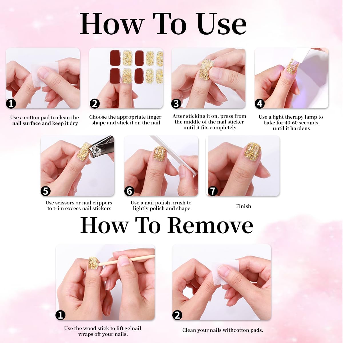 Semi Cured Gel Nail Strips Stickers Self Adhesive Long Lasting Gel Nail Polish Strips Solid Color Nail Stickers for Women DIY Manicure Waterproof Salon Quality Nails Decoration Accessories 1 Sheets