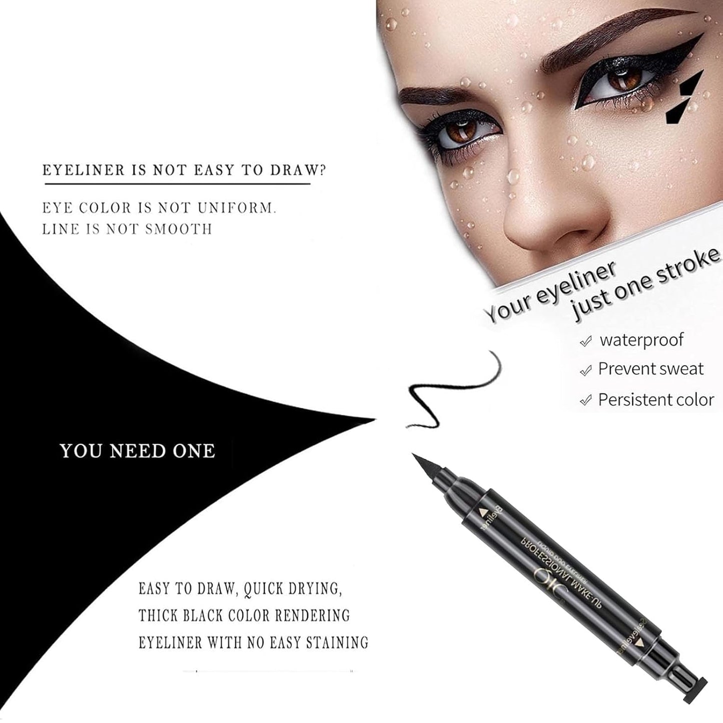 Cream Eyeshadow Stick and Wings Eyeliner Stamp Set Mothers Day Gift, Nude Pink Eye Shadow Pencil Shimmer Smoothing Eyeshadow Pen and Liner,Highlighter Stick, Multi-Dimensional Eye Makeup