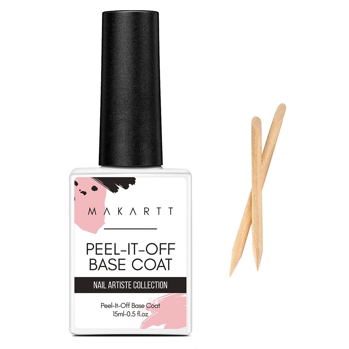 Makartt Peel Off Gel Base Coat 15ml – Clear, Easy Removal Gel Nail Polish Peelable Base for Practice, No Soaking or Filing, Damage-Free for Weak & Thin Nails, UV/LED Lamp Needed, Beginner-Friendly