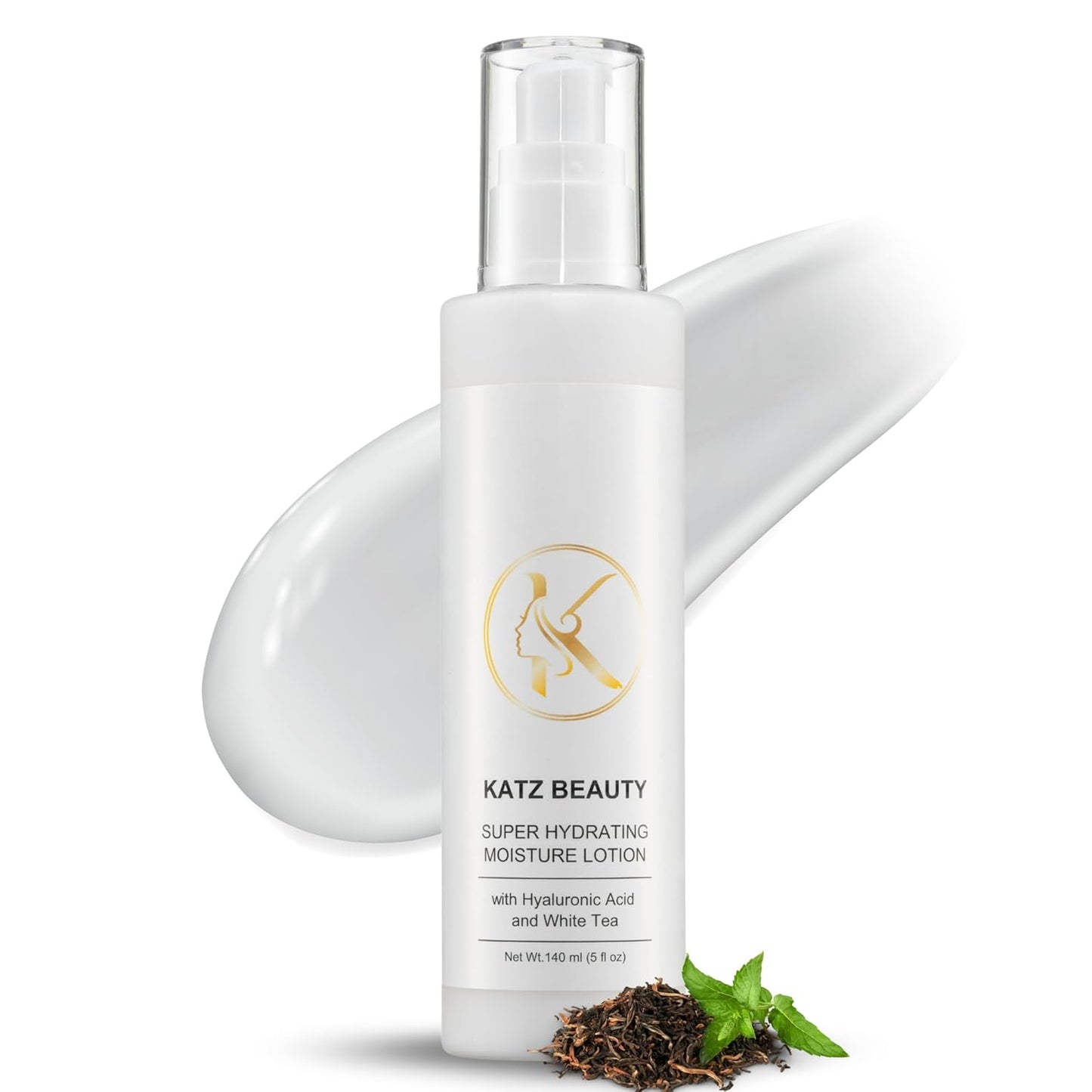 Katz Beauty Super Hydrating Moisture Lotion - Hyaluronic Acid & White Tea for Dry, Oily, Sensitive Skin, Non-Comedogenic Face Moisturizer, 5 fl oz