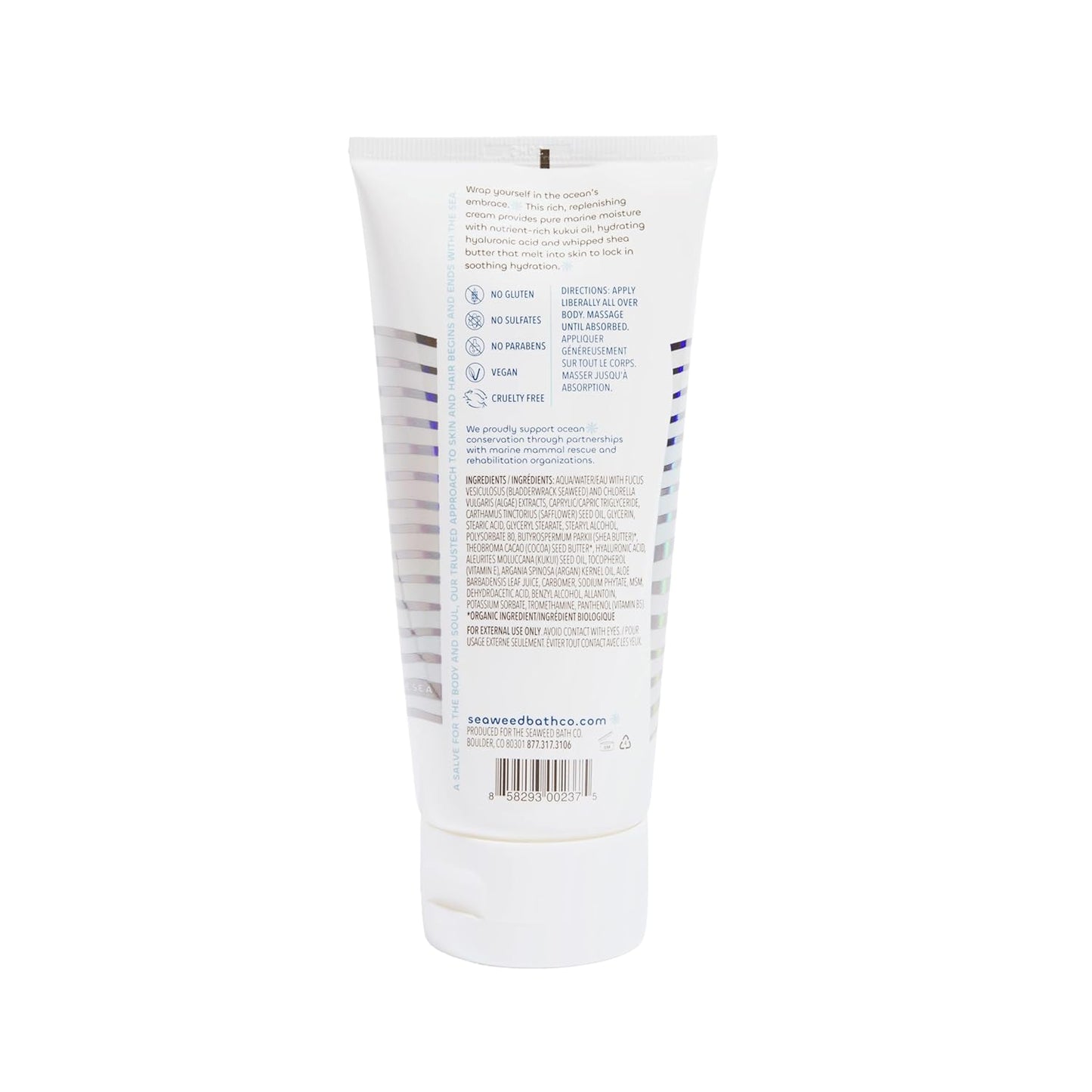 Seaweed Bath Co. Hydrate Body Cream - Unscented | Nourishing Moisturizer for Body and Hands | With Vitamin E, Hyaluronic Acid and Shea Butter For Dry Skin | 6 oz