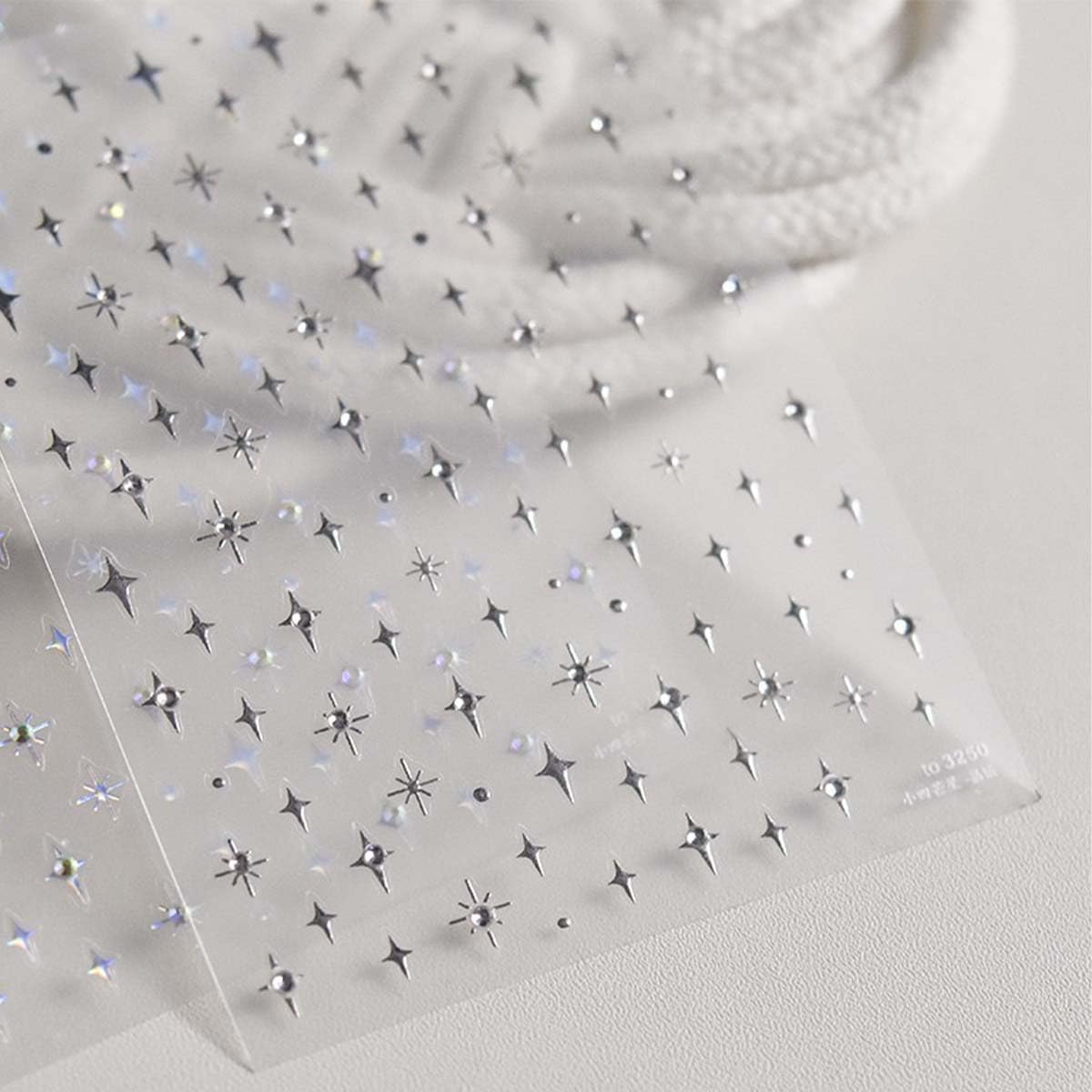 Silver Star Nail Decals 5D Embossed Self-Adhesive Nail Stickers Stars Nail Art Stickers Shiny Rhinestones Nail Design Star Sticker for Nails DIY Decorations Nail Decals Women Manicure 1Sheet