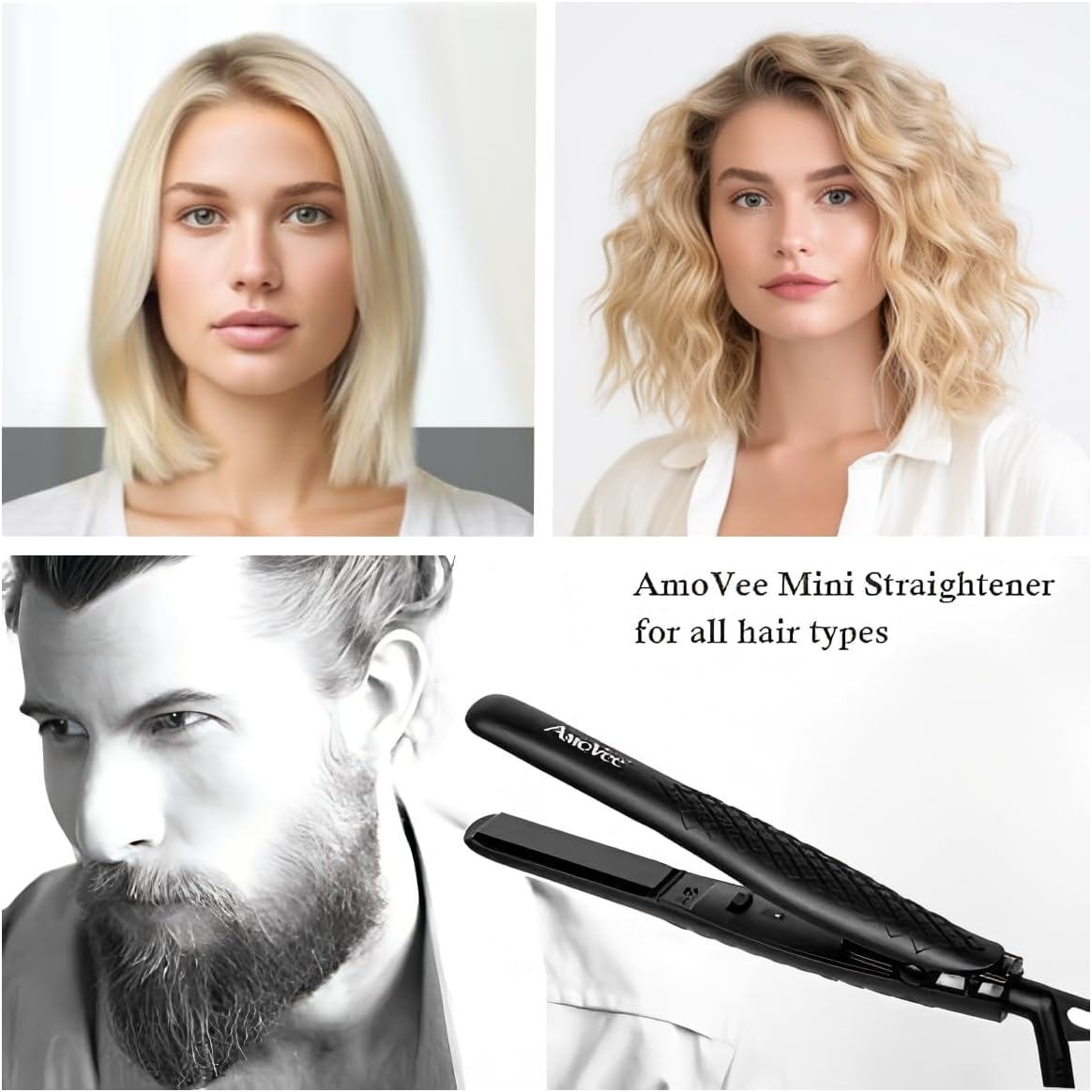 Mini Flat Iron, 0.7 Inch Mini Hair Straightener, Small Flat Iron for Short Hair,Curls Bangs, Dual Voltage Travel Hair Straightener（Black）