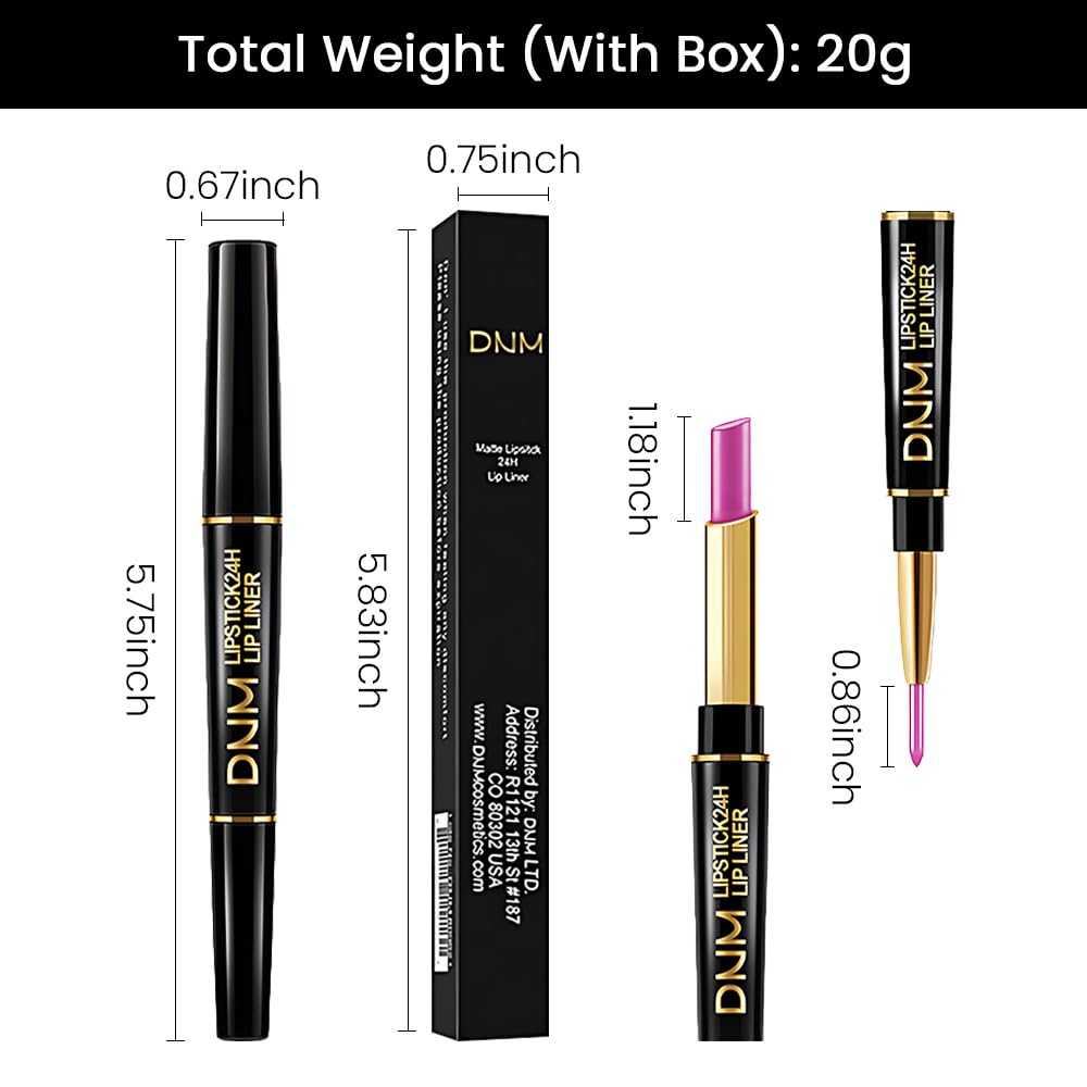 Kaely 2-in-1 Pink Metallic Shine Shimmer Lip Liner & Lipstick Combo Set Kit for Women, Lightweight Hydrating Formula High Impact Full Coverage Lipstick and Lip Liner Makeup Stains Gloss 19