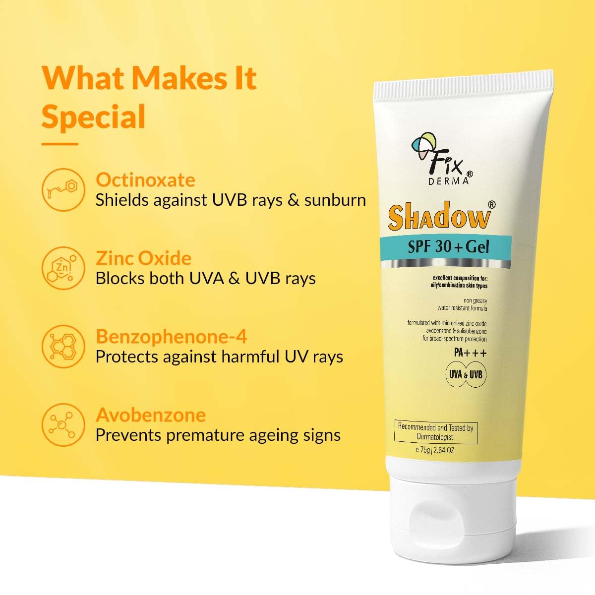 Fixderma Shadow SPF 30 Gel Sunscreen | Sunscreen & Broad SpectrumUVA and UVB Protection