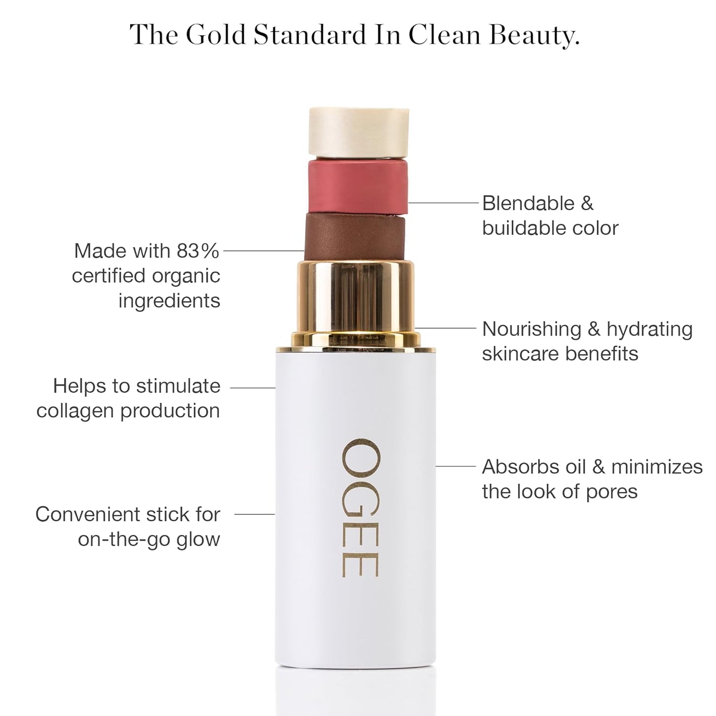 Ogee Sculpted Face Stick (COPPER - RADIANT COCOA) Certified Organic Bronzer Stick & Contour Makeup - Multi-Use Bronzer Stick for Face