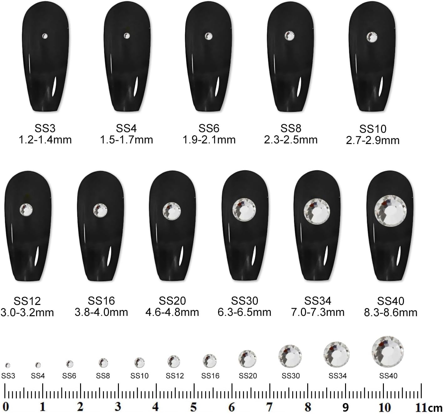 2000PCS SS12 Flatback Rhinestones | 12-Facet Diamond-Cut Glass Gems for Nail Art, Clothing, DIY Crafts |Glue-On Decoration Stones with Silver Backing(Crystal)