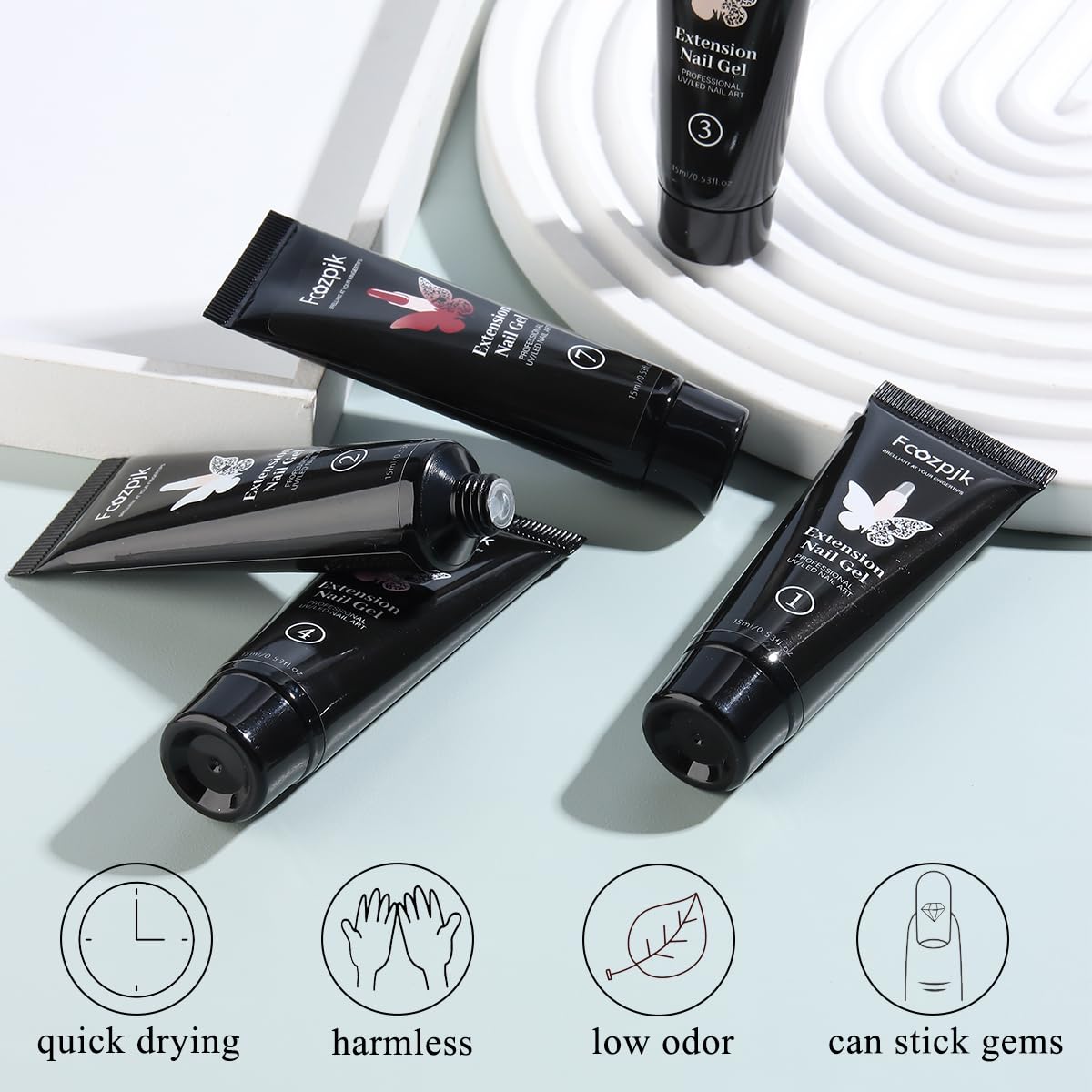 12 Colors Poly Gel Kit, Clear White Nude Pink Shiny Glitter Builder Gel Set, Quick Nail Extension, Professional Salon Supplies