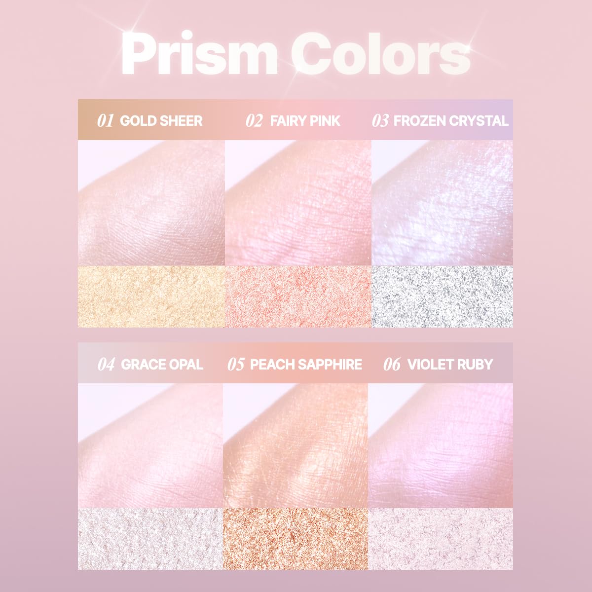 CLIO Prism Highlighter makeup, High Glossy Face Illuminator, Pearl Shimmer Smooth Baked Powder, Glitter Long- Lasting (6 Colors) (05 Peach Sapphire, One Size)