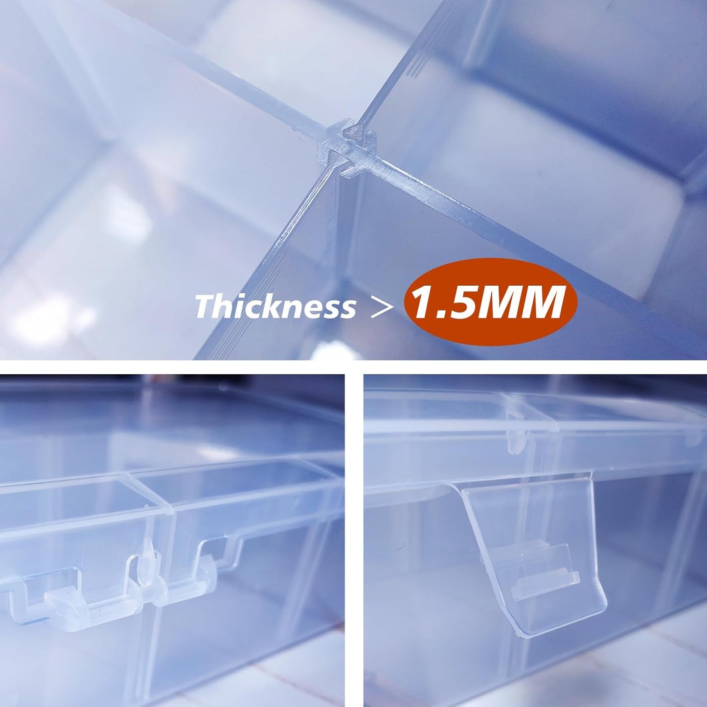 Plastic Organizer Box,12 Grids Clear Bead Organizer Compartment Box with Removable Dividers for Parts,Bead Storage Earring Container Tool Hair Accessories