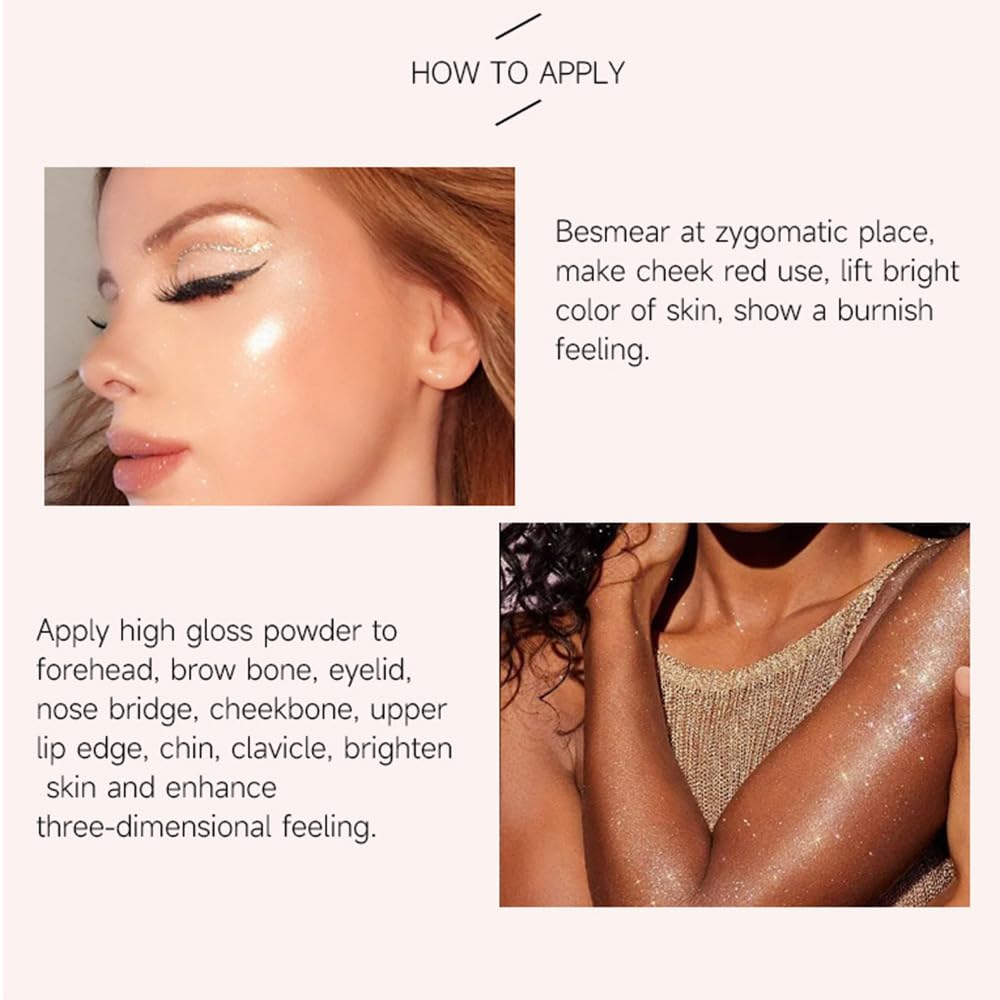 Monochrome Powder Eyeshadow Palette Makeup,Champagne Natural Neutral Single Shimmer Eye Shadow for Older Women,Sparkly Eye Finish,Long Lasting Naturing-Looking