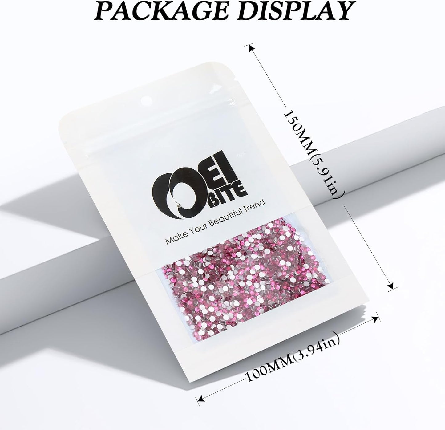 Fuchsia Flatback Rhinestones, Glass Rhinestones for Nail Art and Craft, Glue Fix, Loose Crystal Gemstones(Fuchsia, SS8, 2880pcs, 2.3-2.5mm)