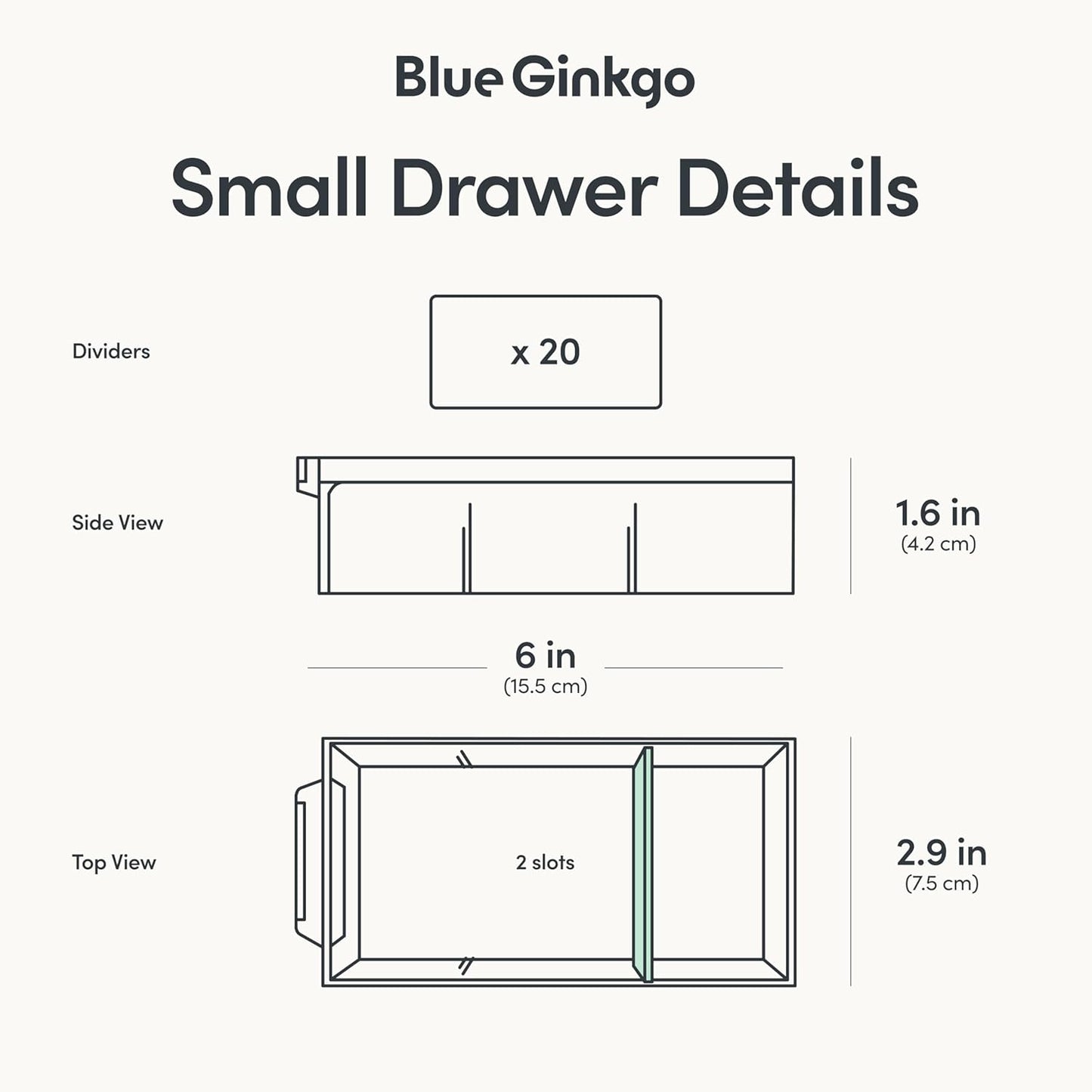 Blue Ginkgo Small 20-Drawer Cabinet – Stackable Clear Organizer for Hardware, Beads, Plastic Bricks, Office, and Craft Storage (Made in Korea, Blue)