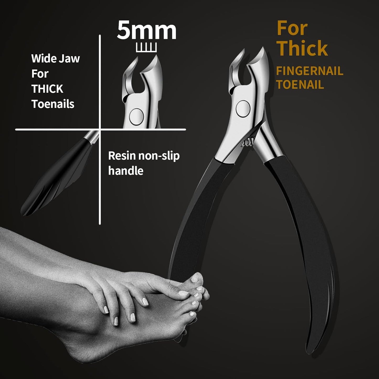 Thick Toenail Clippers for Seniors Thick Toenails or Ingrown Nails, Curved Blade Heavy Duty Toenail Clippers Cutter, Sharp Nail Nippers Cuticle Trimmer, Large Toe Nail Clippers for Men, Women