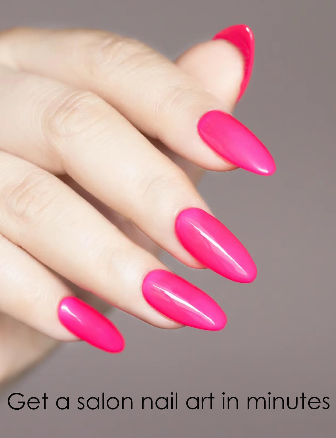 Semi Cured Gel Nail Strips, Hot Pink 20pcs Adhesive UV Sticker, Wraps for Home Manicure DIY