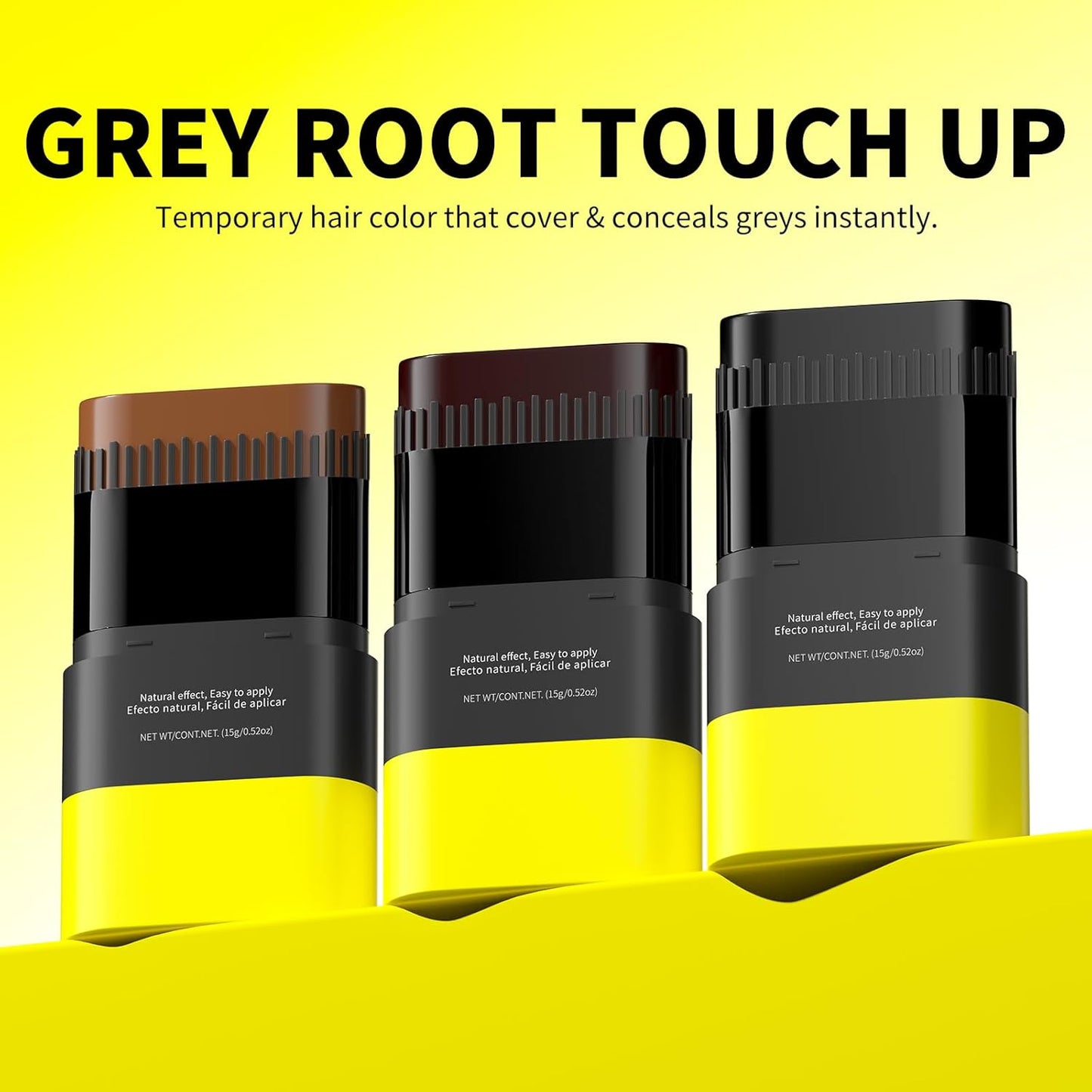 Gowwim Hair Dye Comb, Instant Portable Gray Hair Cover up Hair Dye Stick 2-in-1 Hair Color Stick Natural & Long-lasting Root Touch up Hair Color Comb Waterproof for Women & Men 15g/0.52 oz Dark Brown