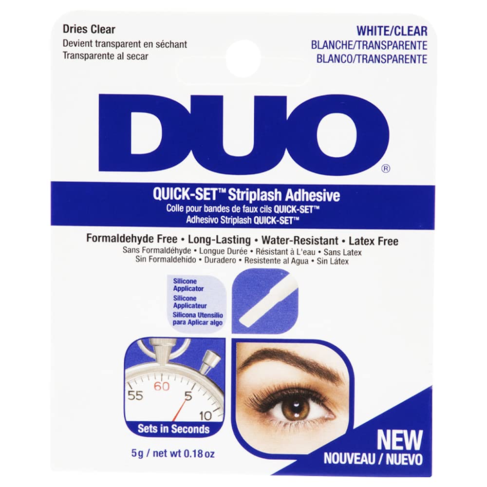 DUO Quick-Set Strip Lash Adhesive – Clear, Waterproof, Long-Lasting Lash Glue, Fast-Drying for False Lashes, 0.18 oz, 1-Pack
