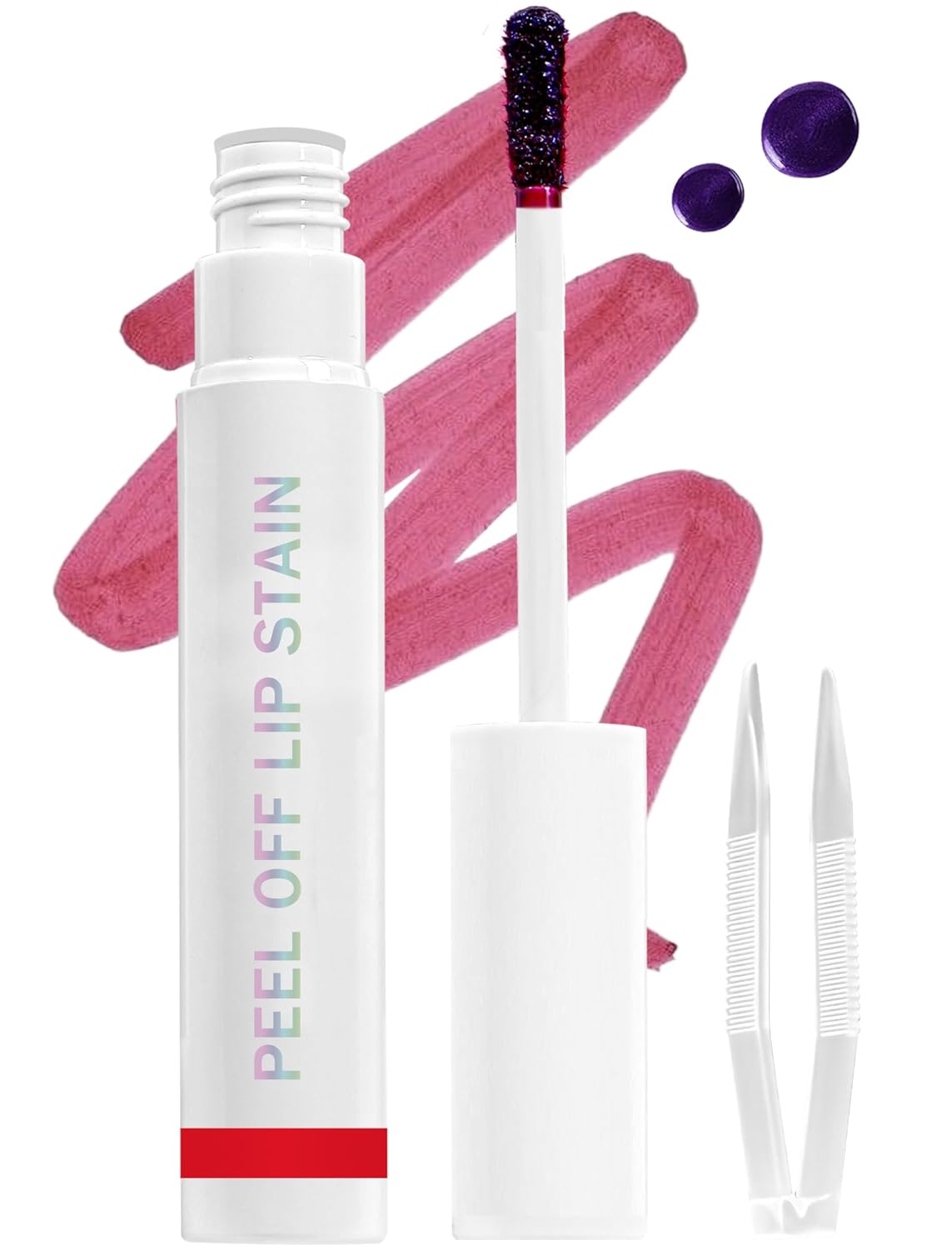 Lip Stain Peel Off, All Day Lip Liner Tint with Tweezer, Long Lasting Waterproof Transfer-Proof, Matte Lip Stains Makeup, Highly Pigmented Color, Hot Pink