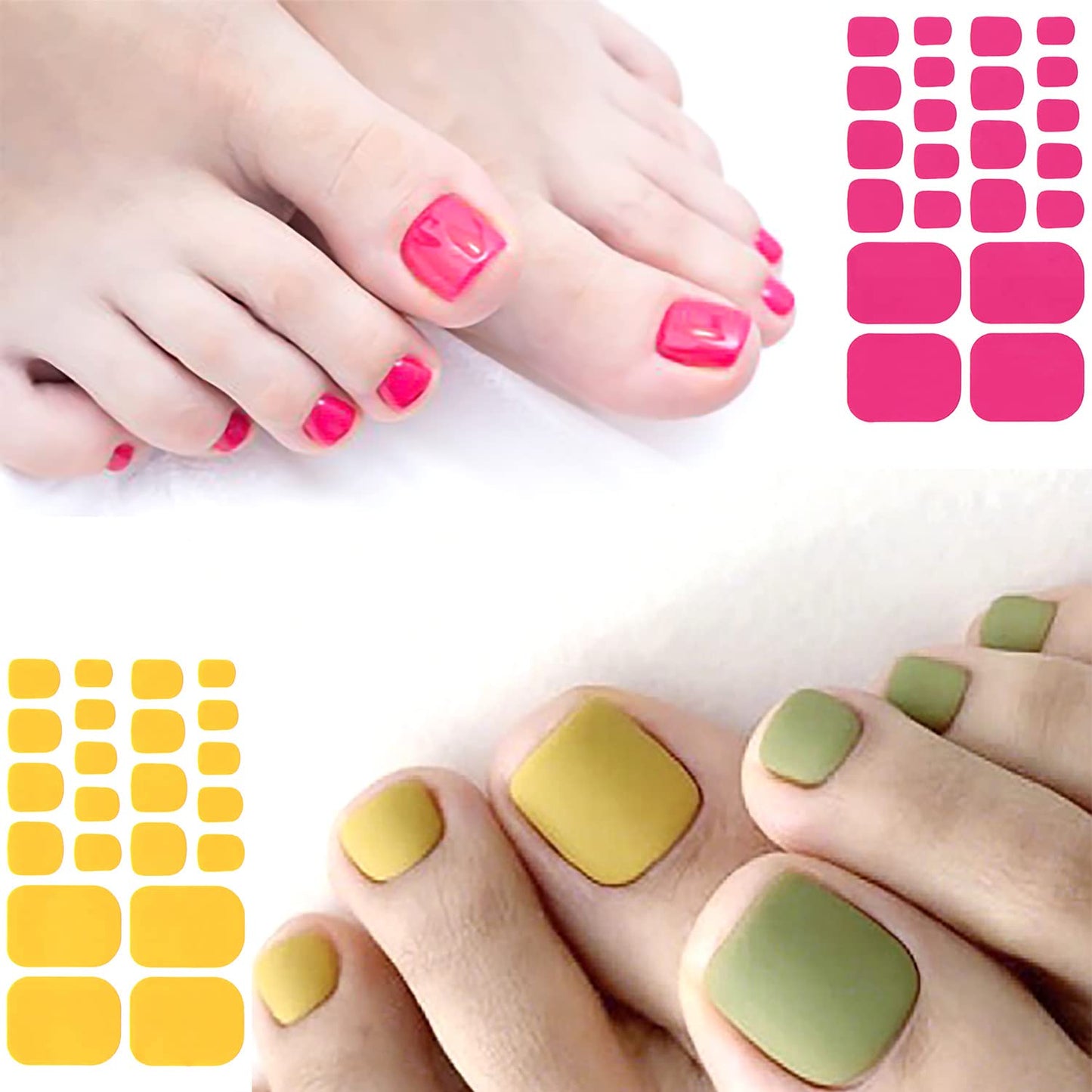 SILPECWEE 20 Sheets Toe Nail Stickers Full Nail Wraps for Women Solid Color Toenail Polish Strips Self Adhesive Toes Sticker Nail Polish Gel Toenails Stickers with 1pc Nail File
