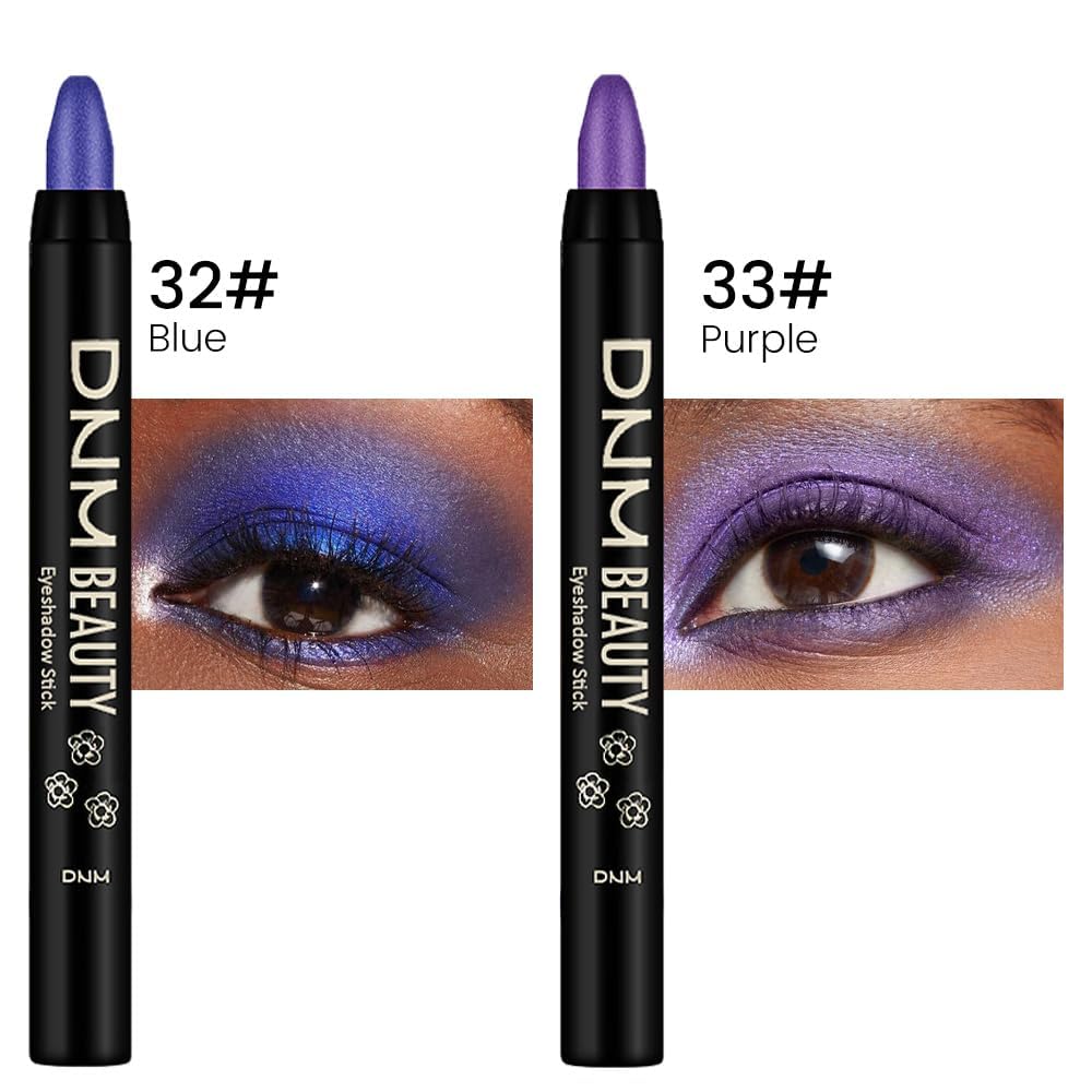 evpct 2Pcs Cream Eyeshadow Sticks Set for Eyes Waterproof, Blue Shimmer & Purple Shimmer Matte Eye shadow Stick Pencil Pen Bulk sombras en crema para ojos 32+33