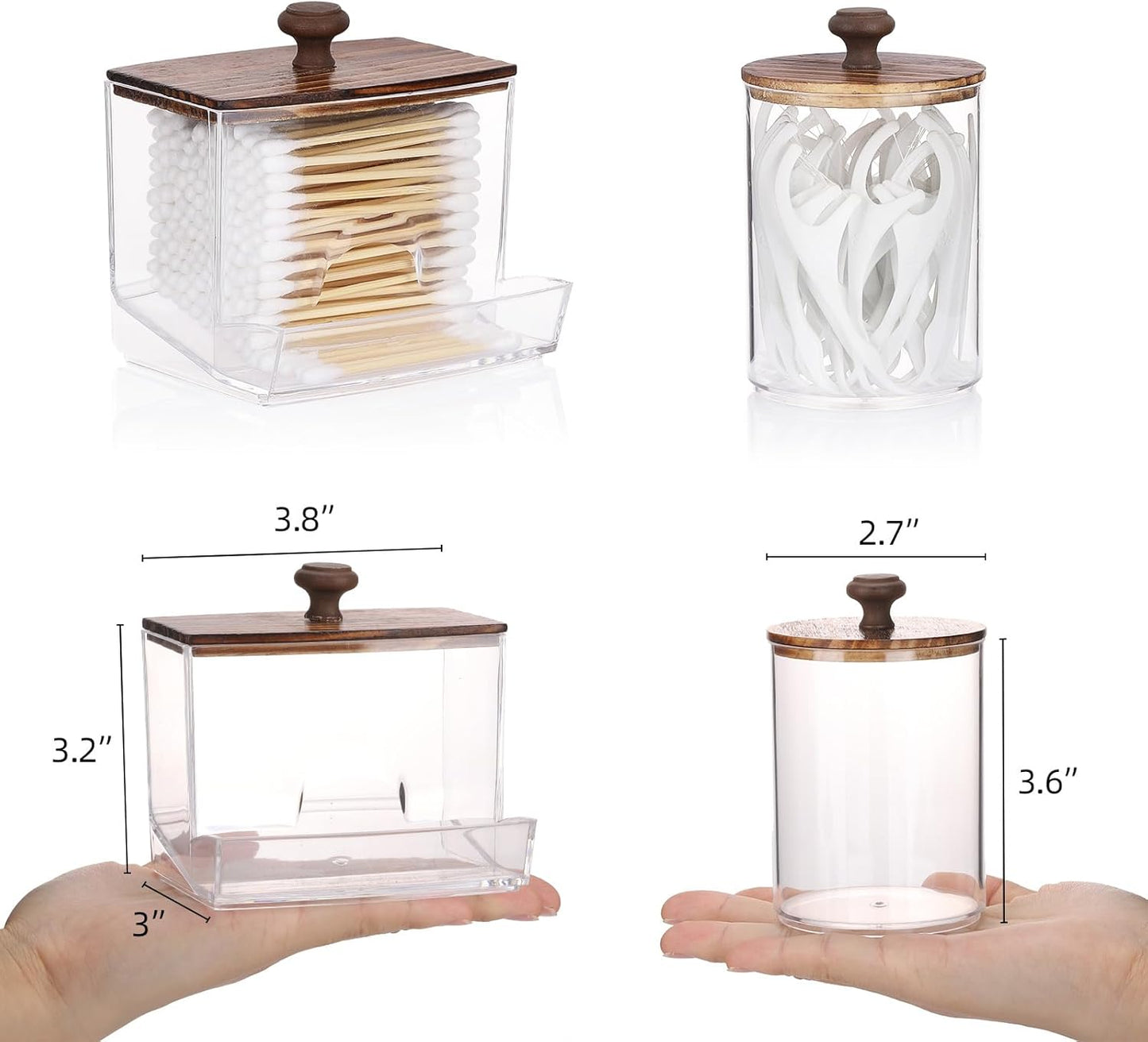 Tbestmax Qtips Holder Bathroom Container, 10oz Big Qtips Dispenser Cotton Ball Holder, Clear Plastic Apothecary Jar Organizer for Storage Cotton Swab, Cotton Round Pads, Floss Picks