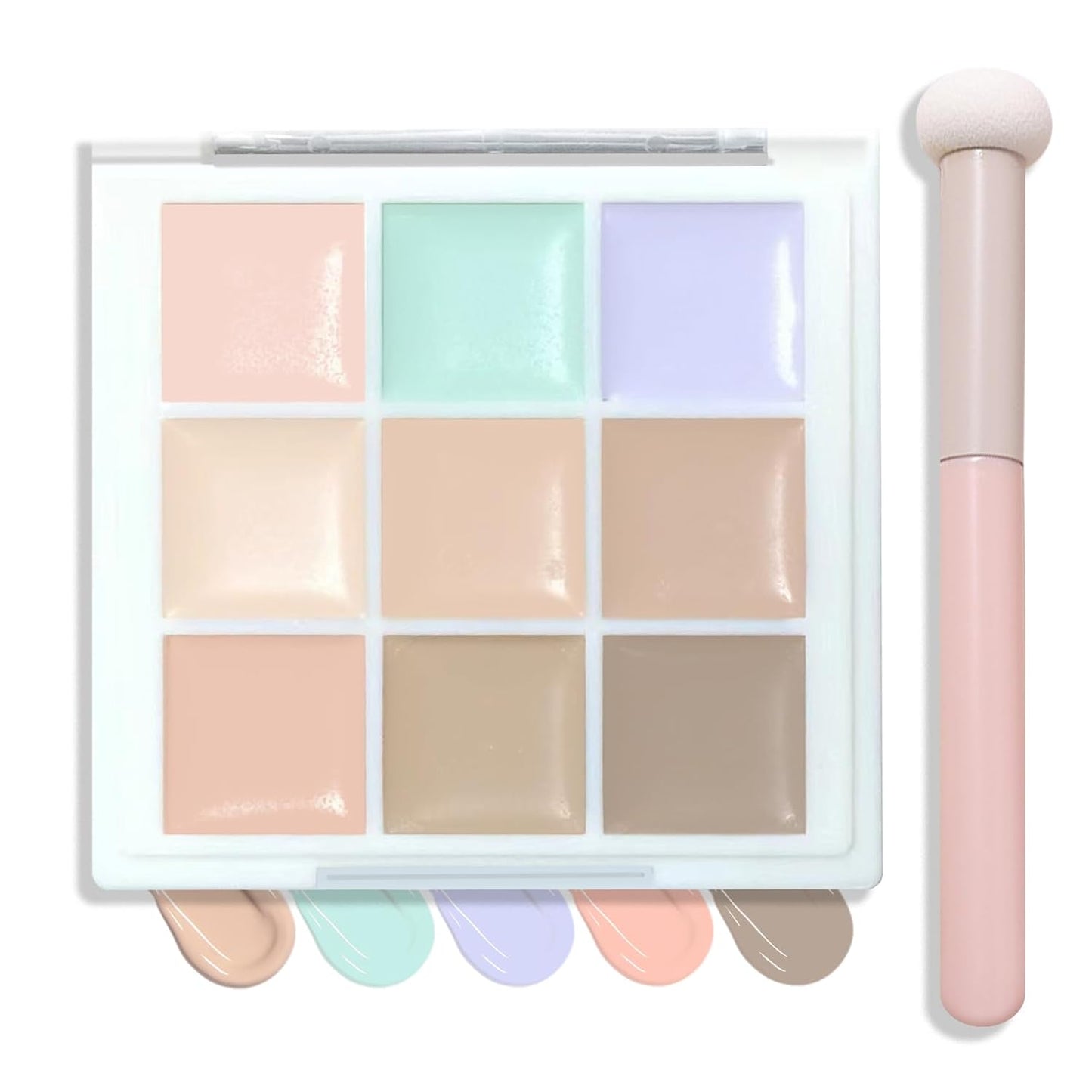 9 Colors Corrector Concealer Palette,Correcting Concealer Cream Makeup Contour Palette Conceals for Dark Circles and Blemish,Contouring Liquid Foundation Highlighting Makeup Kit with Brush