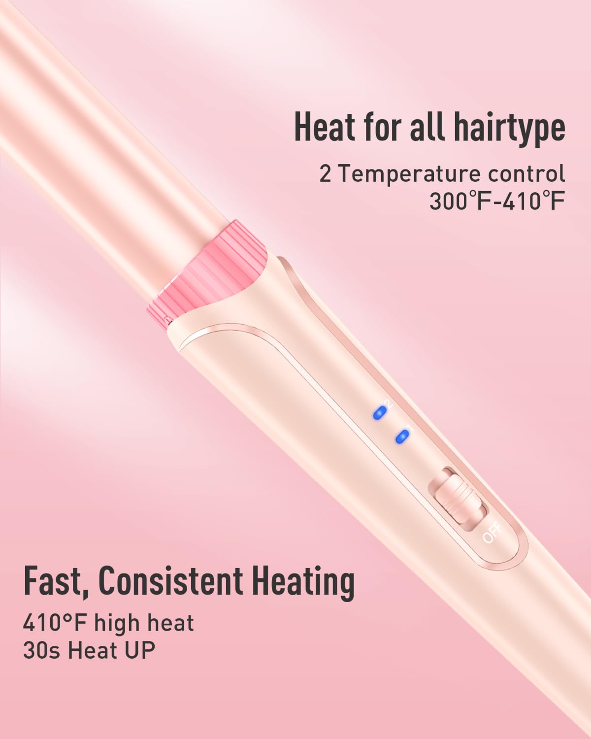 Waver Curling Iron Wand - BESTOPE PRO 5 in 1 Curling Wand Set with 3 Barrel Hair Crimper for Women, Fast Heating Crimper Wand Curler in All Hair Type, Women Gifts - Leather Pink