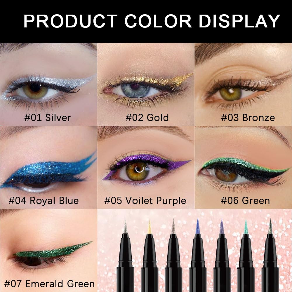 evpct 1Pcs Bronze Liquid Eyeliner Makeup, Bronze Gold Glitter Metallic Shimmer Colored Eyeliner Liquid Eye Liner Eyeshadow Pencil Face Body Glitter Makeup, Longwear, Fake Eyelashe Mascara Accessories