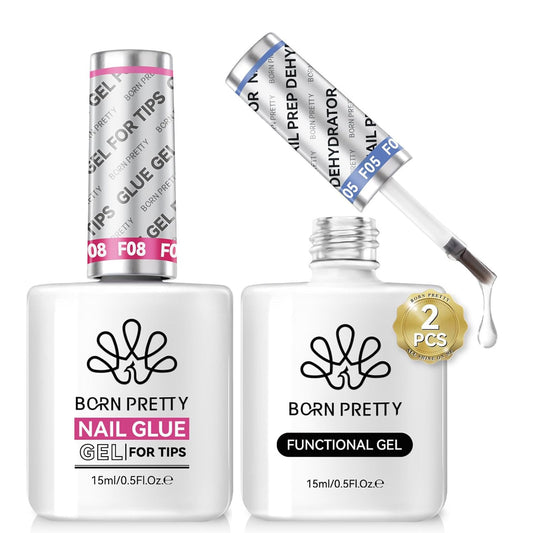 Born Pretty Gel Top Coat,15ml Gloss Top Coat and Nail Glue for Tips Set,No Wipe Super Top Coat Not Chip or Peel and Long Lastingfor Nail Art