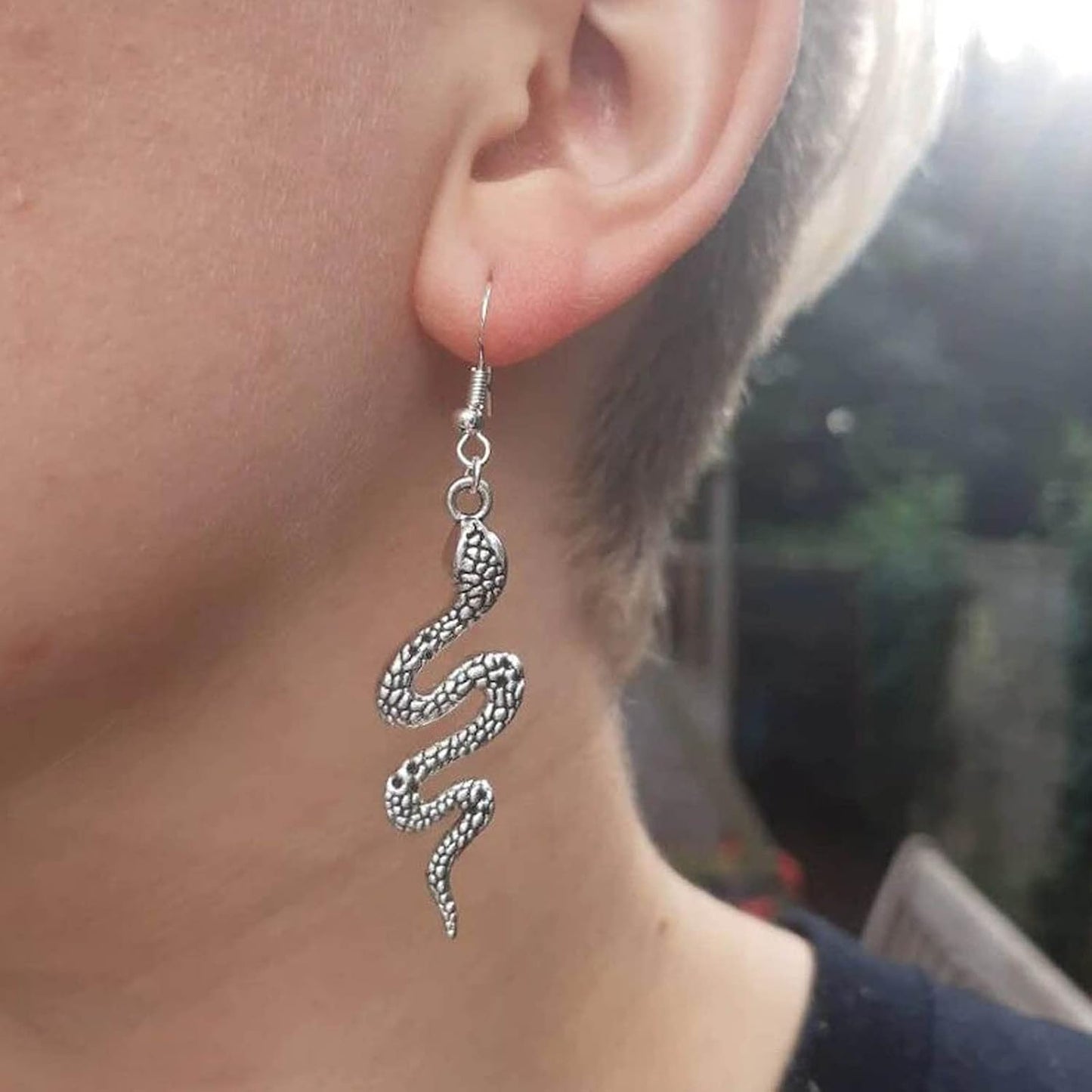 Punk Snake Drop Earrings Silver Snake Stud Earrings Gothic Animal Snake Earrings Long Serpent Hook Earrings Jewelry for Women