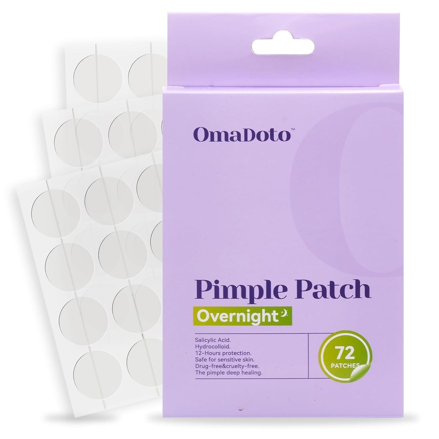 Overnight Pimple Patches for Face - Maximum Strength Hydrocolloid for Cystic Acne & Dark Spots (72 Count) - 10mm & 12mm Medicated Night Time Treatment