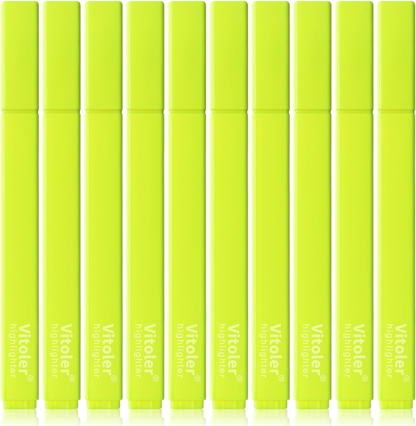 Vitoler Fluorescent Yellow Highlighters,10 Pack Bright Color Chisel tip Highlighters for Adults Kids in the Home School Office