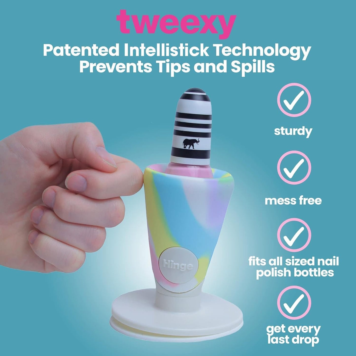 tweexy Hinge Untippable Nail Polish Bottle Holder | Anti-Spill Nail Polish Holder Stand, Tilted, Smartgrip Airlock Suction | Fingernail Painting, Nail Art Tools | Nail Polish Accessories (Unicorn)