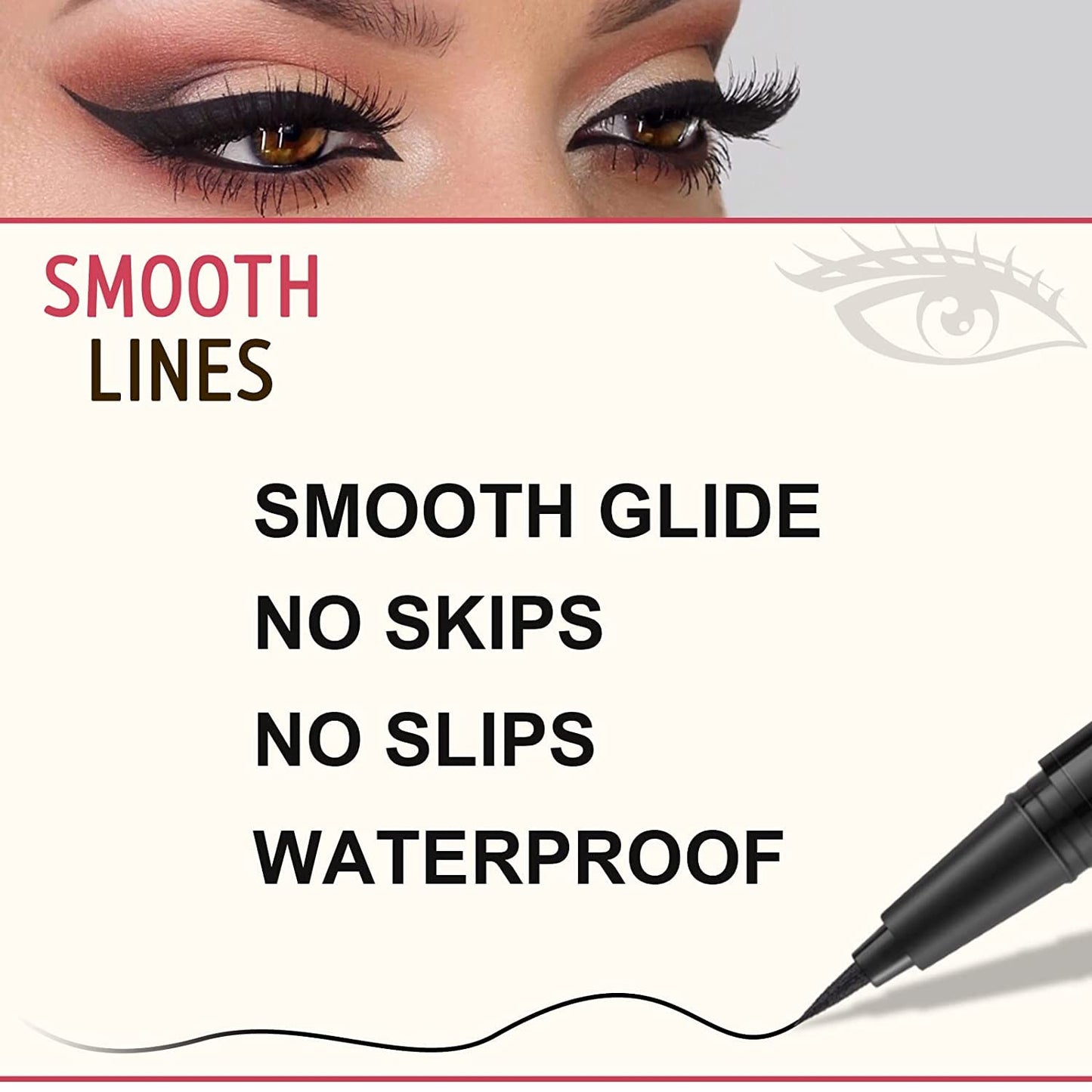 LAVONE Eyebrow Stamp Pencil Kit - Makeup Brow Stamp Trio with Waterproof Eyebrow Pencil, Eyeliner, Pomade, Dual-ended Brush - Dark Black