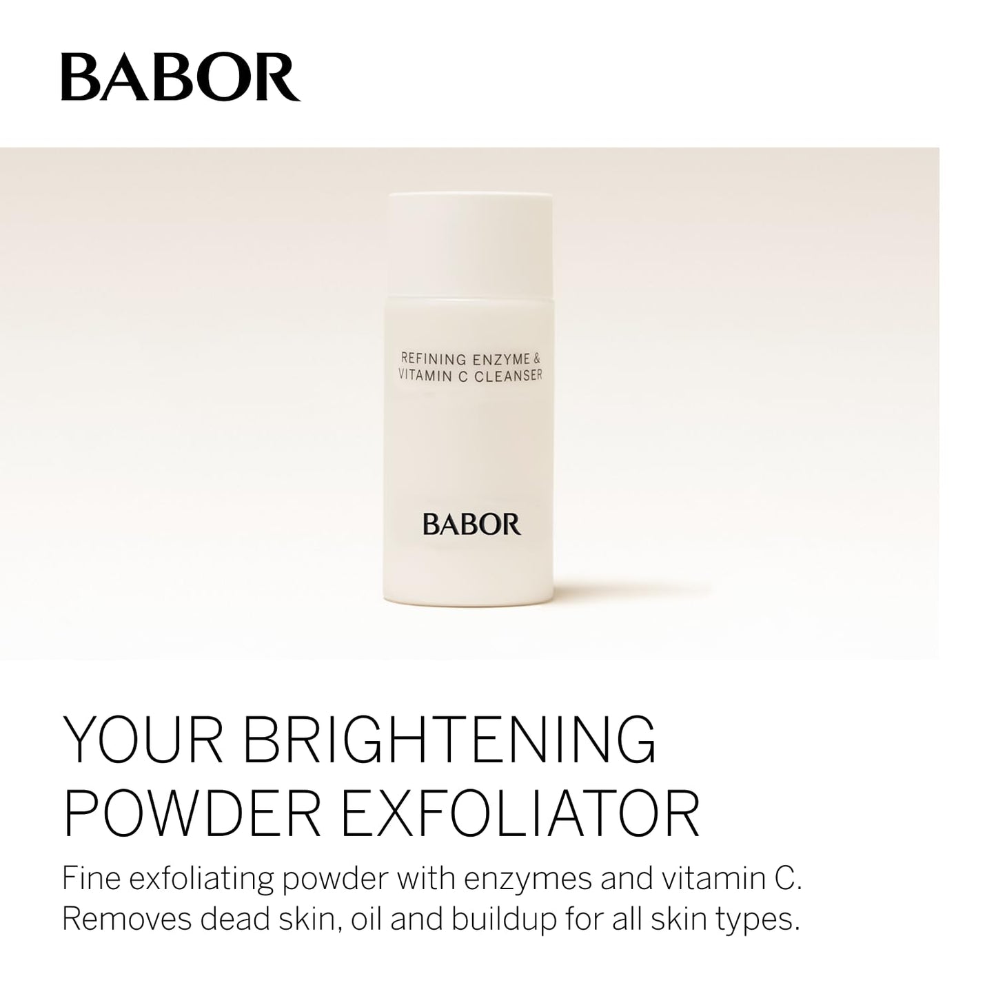 BABOR Refining Enzyme & Vitamin C Cleanser, Travel Enzyme Powder Cleanser, Exfoliating Face Wash Polish, Gentle Facial Scrub to Brighten and Even Complexion, 0.5 oz