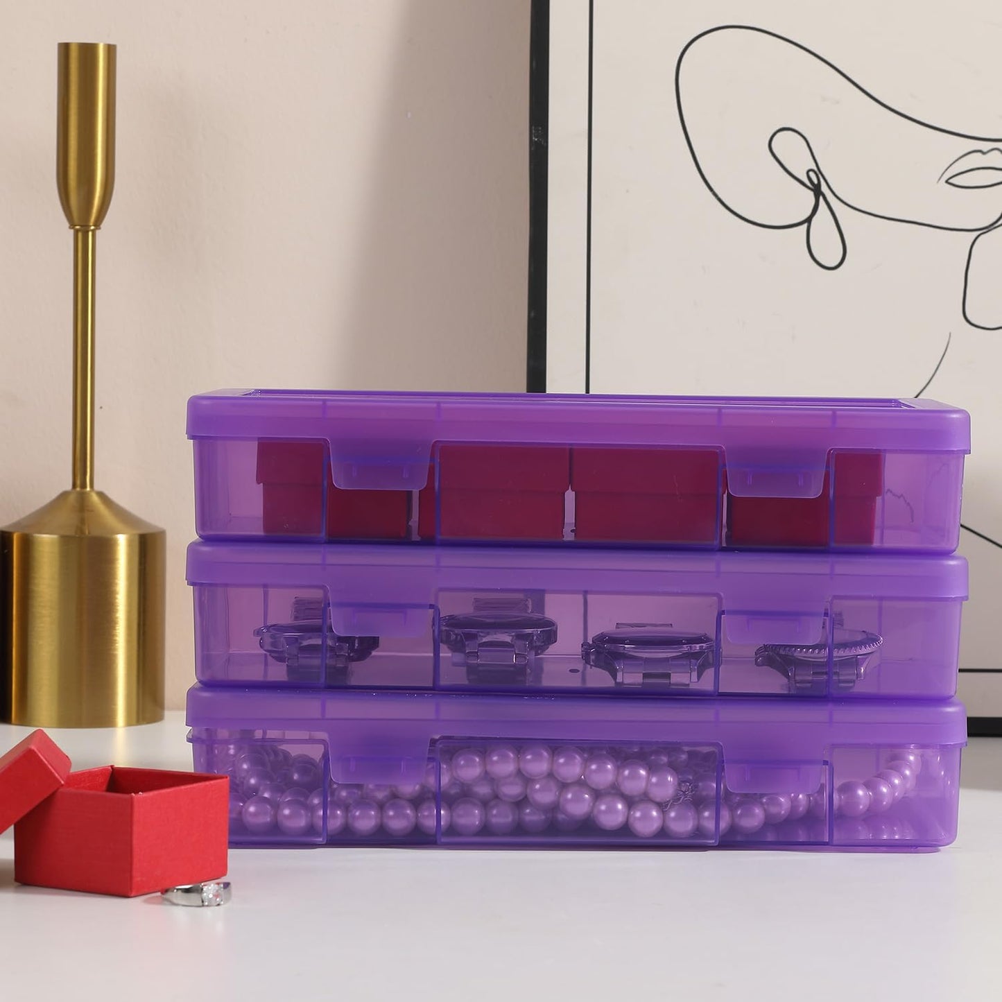 9 Pack Plastic Storage Containers Color Arts & Crafts Storage Boxes & Organizers Stackable Containers With Lids For Organizin (Set 6)