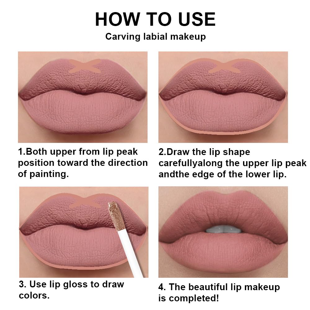 evpct 2Pcs Nude Pink Matte Lip Liner and Lipstick Combo Set for Women, Nude Lip Combo Set Liquid Lips Stick Gloss and Lipliner Stains Set Long Lasting Waterproof, Lips Makeup Pack 24 Hours originale