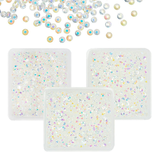 Transparent Clear AB Resin Rhinestones for Crafting 3mm 4mm 5mm Flatback Jelly Stones Gems Diamonds Crystals Charms for Nails Face Eyes Makeup Body Tumblers Bottles Mugs Crafts Clothes Shoes