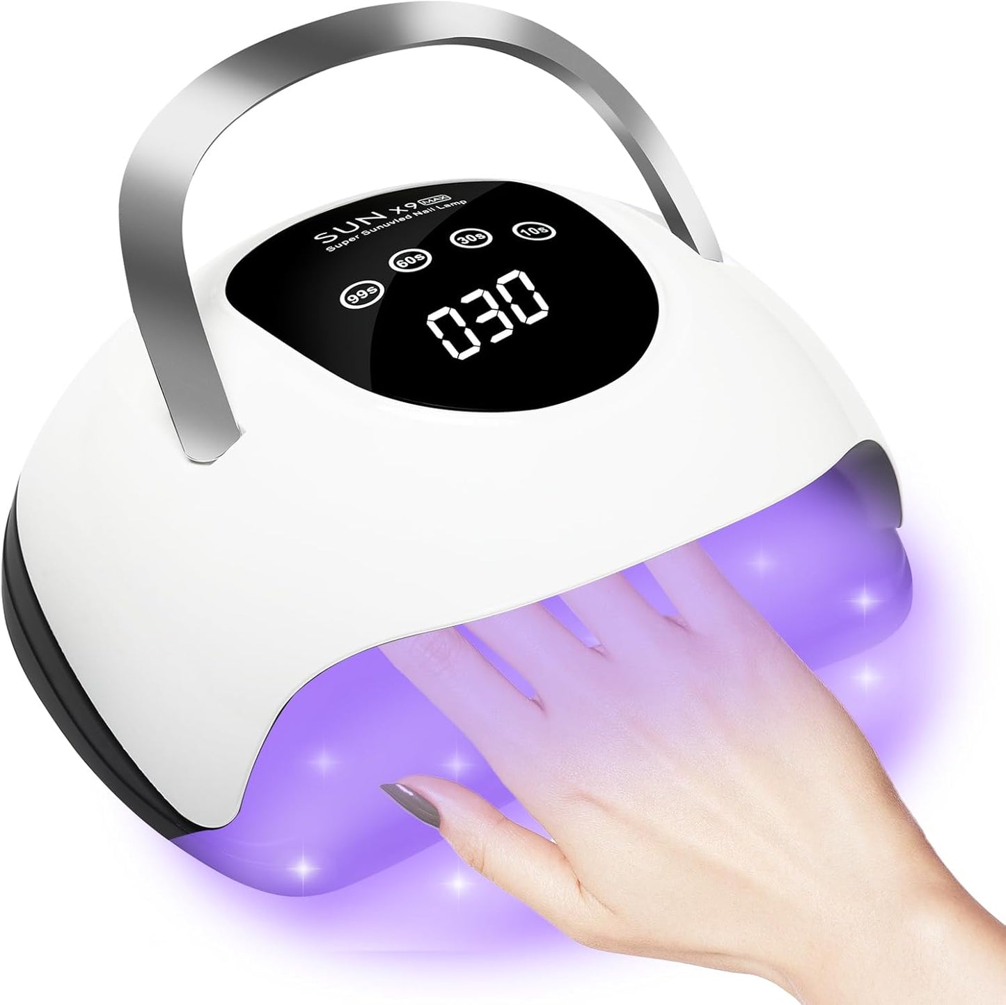 Professional 120W High-Power LED Nail Lamp with Auto Sensor,4 Timer Modes & Ergonomic Handle, Fast-Curing UV Gel Dryer for Home/Salon Use (Large Capacity Design)
