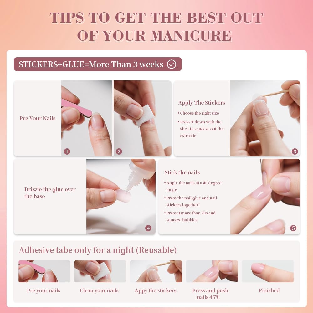 French Short Press On Nails coffin, Nude Fake Nails with Green French Tip and Graceful White Floral Petal Design, Glossy Gel Finish Acrylic Nails, Natural Reusable Glue On Nails Kit for Women, 24 Pcs