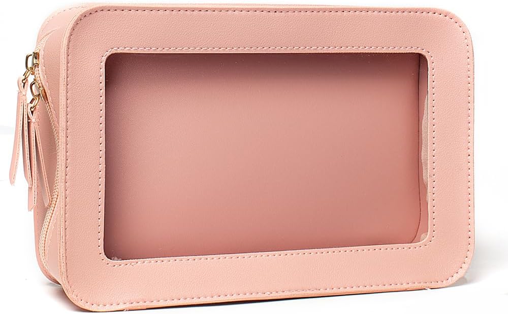 Clear Makeup Bag Small, TSA Approved Portable Toiletry Bag with Zipper Cosmetic Travel Bag Makeup Organizer Case Mini Makeup Pouch for Purse Car Organizer Bag for Women Men