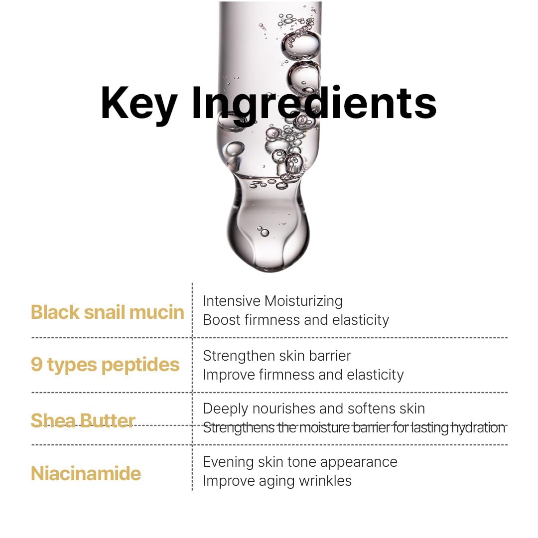 FARMSTAY Black Snail & Peptide 9 Perfect Emulsion, Snail Mucin Moisturizer for Elastic & Glow, Hydrating & Soften, Anti-aging, Barrier Repair, for Women & Men, Korean Skin Care, 4.05 fl.oz