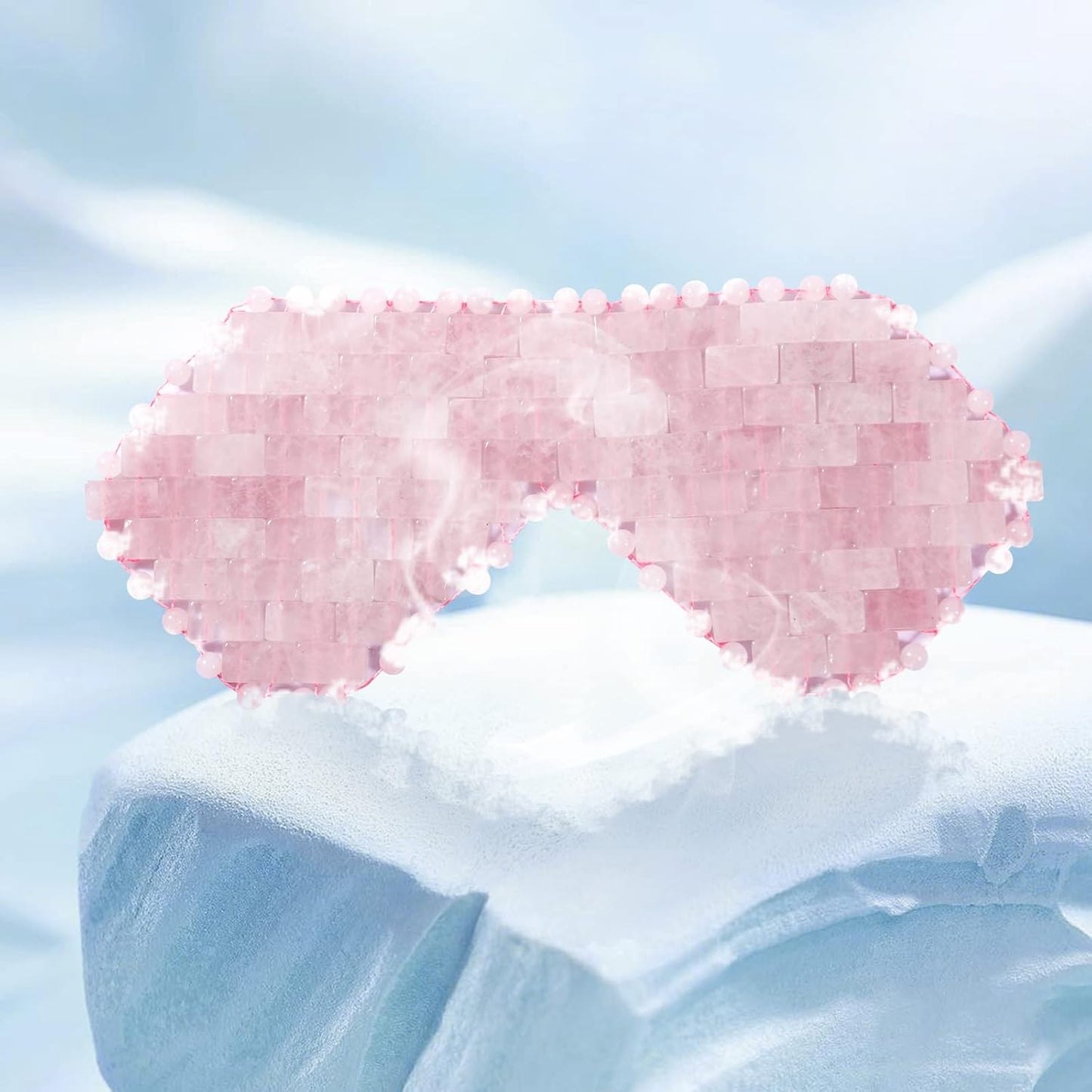 Quartz Eye Mask, Rose Jade Eye Mask Natural Crystal Sleep Mask, Eliminate Wrinkles Puffiness Headache and Migraine Relief Mask (#2-rose quartz)